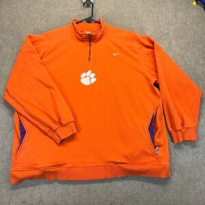 Clemson Tigers 1/4 Sweatshirt Men's 2XL Orange Pullover Heavy Pockets Nike Team